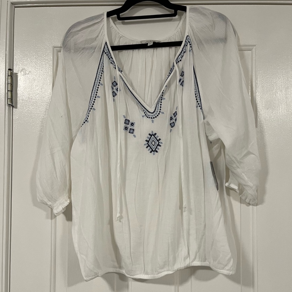 Lucky Brand boho top with embroidery NWT